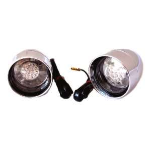   Chrome Deuce Style LED Turn Signals with Visors for Harley Motorcycles