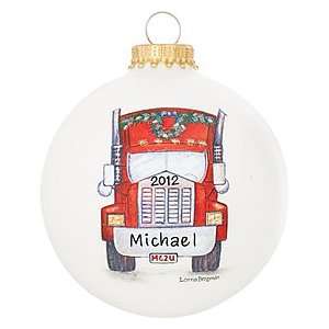 Personalized Semi Truck Glass Ornament:  Home & Kitchen
