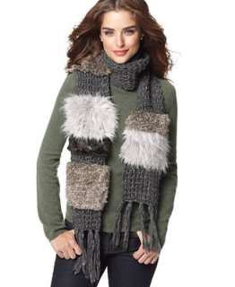 Collection XIIX Scarf, Faux Fur Patchwork Knit Scarf