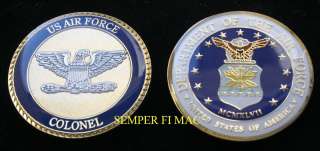 US AIR FORCE COLONEL CHALLENGE COIN PIN COL 0 6  