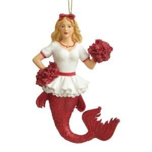 December Diamonds Cheerleader Mermaid Ornament In Red & White Alabama 