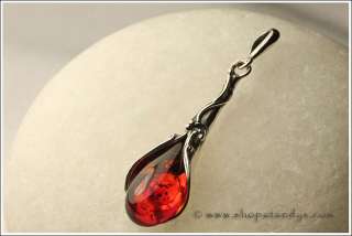 COGNAC BALTIC AMBER 925 STERLING SILVER LILY PENDANT  