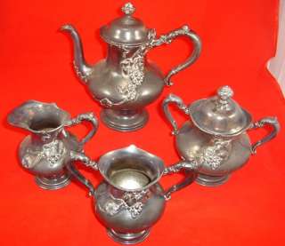 Vintage 4 PIECE SPECIAL METAL TEA SET Homan Teapot Milk Covered Sugar 