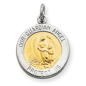   Sterling Silver Our Guardian Angel Protect Us Charm Pendant  