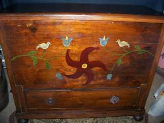 ANTIQUE PAINTED BLANKET CHEST WITH DRAWER  