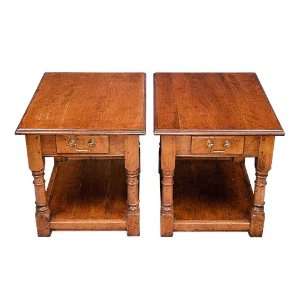  Pair of English Antique Style Cherry Side Tables