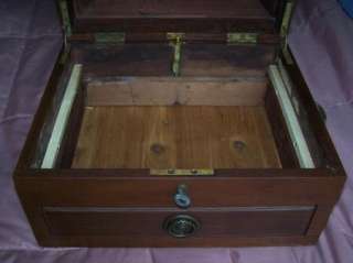 Vintage wood wooden silverware jewelry storage container box w/ drawer 