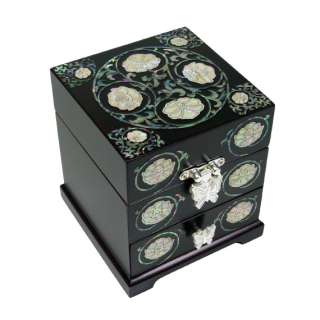   Inlaid Compartment Wood Beautiful Teen Jewelry Mirror Box Chest  