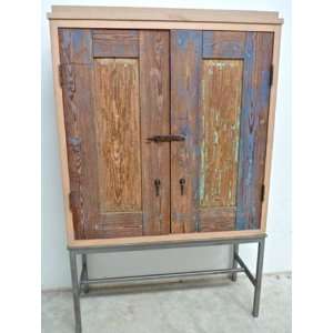    Reworks Antique Mexican Door Cabinet on Metal Stand