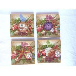  Set of 4 Appetizer/dessert Plates   Beachcomber Design   6 