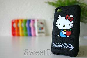 Apple iPod Touch 4G 4th Gen Hello Kitty Case Black Silicone Rubber 8 