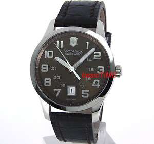 SWISS ARMY MEN ALLIANCE 100M SAPPHIRE SOLID STEEL LEATHER STRAP 
