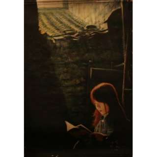   Chinese Girl reading by Daylight   Hand Painted Contemporary Asian Art