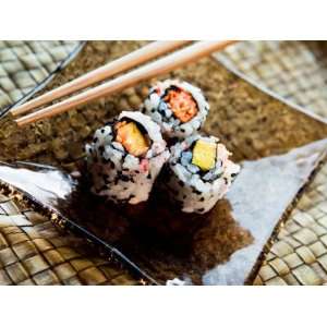  Traditional Japanese Sushi Rolls on Plate Photographic 