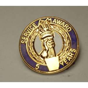  Service Award 5 Years Brass Lapel Pin 