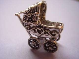 Victorian Style Baby Carriage/Pram STERLING SILVER*~  
