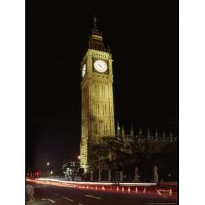 View of the Famous Big Ben Clock Tower Illuminated at Night National 