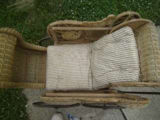   1800S ORNATE WICKER BABY DOLL STROLLER CARRIAGE BUGGY CARRIER  