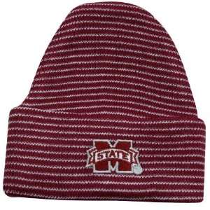   Bulldogs Infant Maroon Striped Ski Knit Beanie