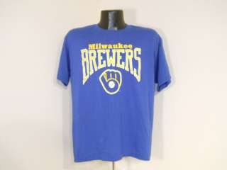 vintage MILWAUKEE BREWERS OLD LOGO BLUE YELLOW SOFT 80S TRENCH t shirt 
