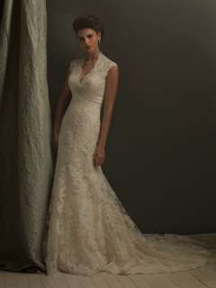 Slinky Ivory Lace Mermaid Wedding Dress Bridal Gown**  