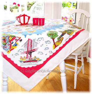 1950s Vintage Style Souvenir Tablecloth USA United States Map America 