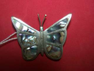  Signed HECHO EN MEXICO Silver BUTTERFLY Hand Made Pin Brooch  