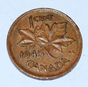 Canada 1945 1 Cent Copper One Canadian Penny Nice Coin  