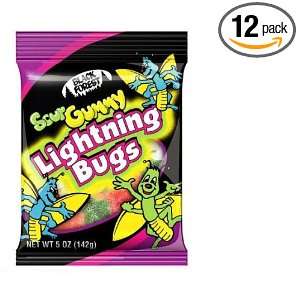 Black Forest Hanging Bag Sour Gummy Lightning Bugs, 5 Ounce Bags (Pack 