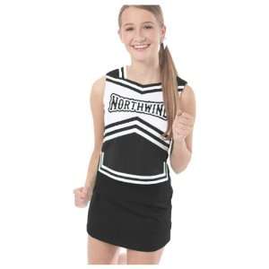   Cheerleaders Uniform Shell CF1112VM BLACK WITH METALLIC BRAID YOUTH 12