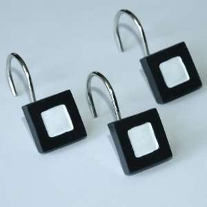   Pc Ceramic Shower Curtain Ring/hooks (Black & White)