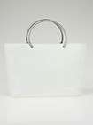 Chanel White Caviar Leather Metal Handles Small Tote Bag