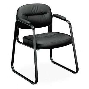 Basyx  VL653 Guest Side Chair, Black Leather/Black Frame    Sold as 