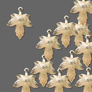 50 * Beautiful Gold Plated Maple Leaf Charms  