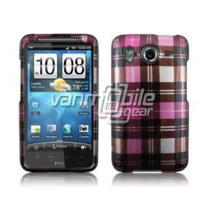    Pink Plaid Design Hard Case Cover for HTC Inspire 