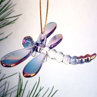 Dragonfly Figurine Blown Glass Christmas Tree Ornament  