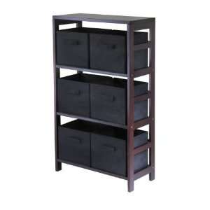  Capri Storage Shelf with 6 Foldable Black Fabric Baskets 