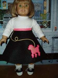 Pink Black POODLE SKIRT Doll Clothes Fits American Girl  