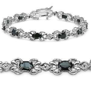  6.50 Carat Genuine Sapphire Oval Silver Bracelet Jewelry