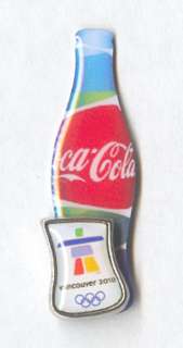   2010 OLYMPIC LIMITED EDITION COCA COLA BOTTLE PIN RARE SLIDER  