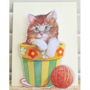 Carol Wilson Mailable Enclosure Cards Happy Kitten w/Yarn Ball