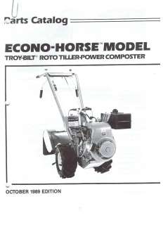   BILT ECONO HORSE PARTS CATALOG MANUAL 1989 COMPOSTER REAR TINE TILLER