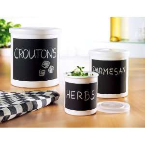   Ceramic Chalkboard Canisters with Lid   Set of 3: Home & Kitchen