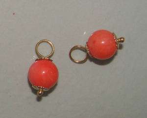 7m Salmon Coral INTERCHANGEABLE Earring Charms YG or SS  