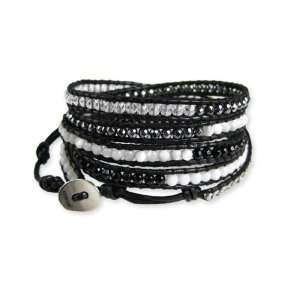    Chan Luu Stone Black Mix Black Leather Wrap Bracelet Jewelry