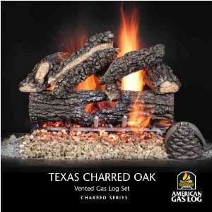  American Gas Log BEST FIRE Texas Charred Oak Vented Gas Log Set 