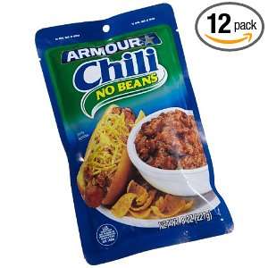 Armour Chili No Beans, 8 Ounce Pouches (Pack of 12)  