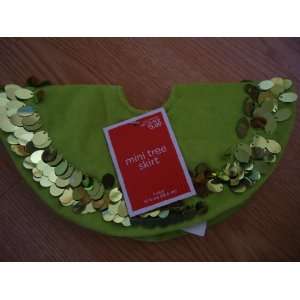 Mini Christmas Tree Skirt   10 diameter   Lime Green velveteen w 