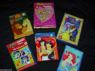 New Disney Valentine cards kids Aladdin, Bell, Arial +  