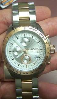 Reloj fósil CH2686 para hombres de dial de plata de cronógrafo de 
